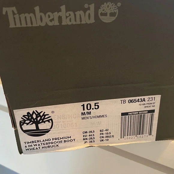 New Timberland Men's Wheat Nubuck Boots Size 10.5 - Picture 7 of 8
